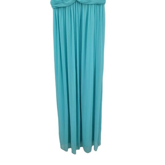 David's Bridal Dress Formal Sleeveless Draped Back Flowy Maxi Aqua Blue Sz 8 - Picture 8 of 11